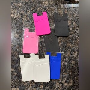 Silicone Card Holder for Cell Phones - Black, Pink, White, Blue